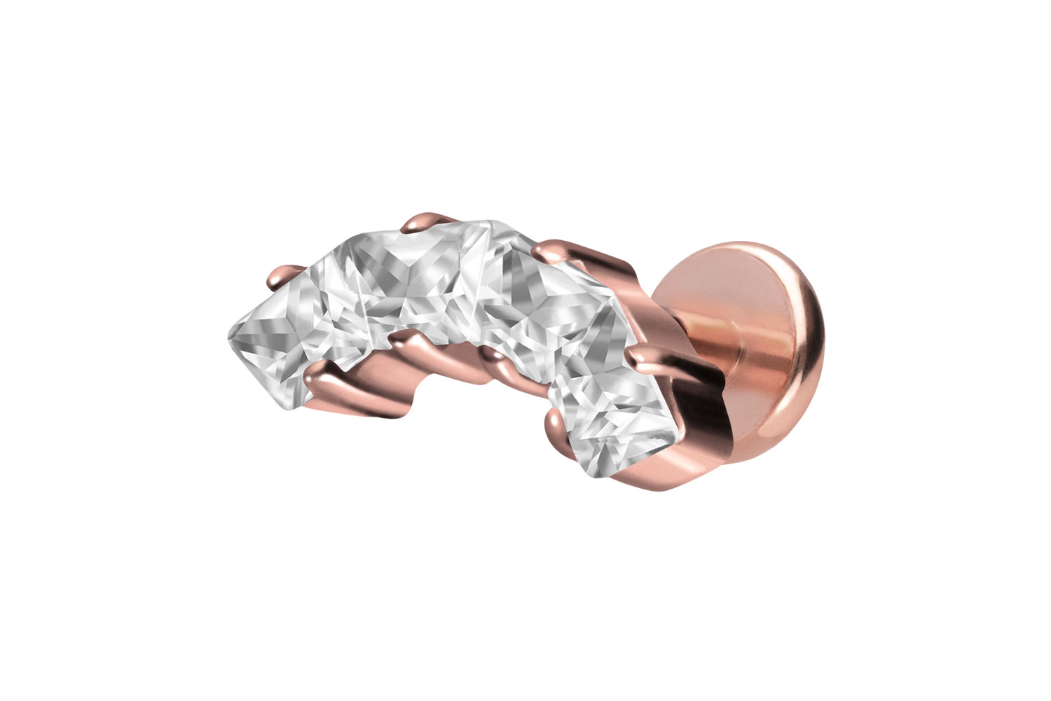 Titan Labret Piercing mit Push Fit EINGEFASSTE KRISTALLTRAPEZE